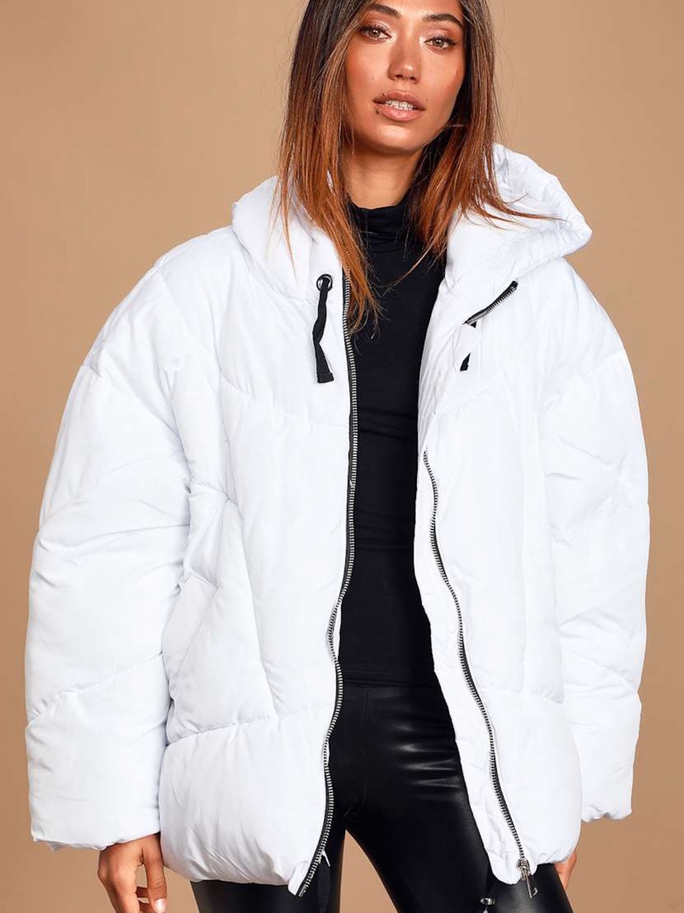 Free People Hailey White Hooded Oversized Puffer Coat Size Large